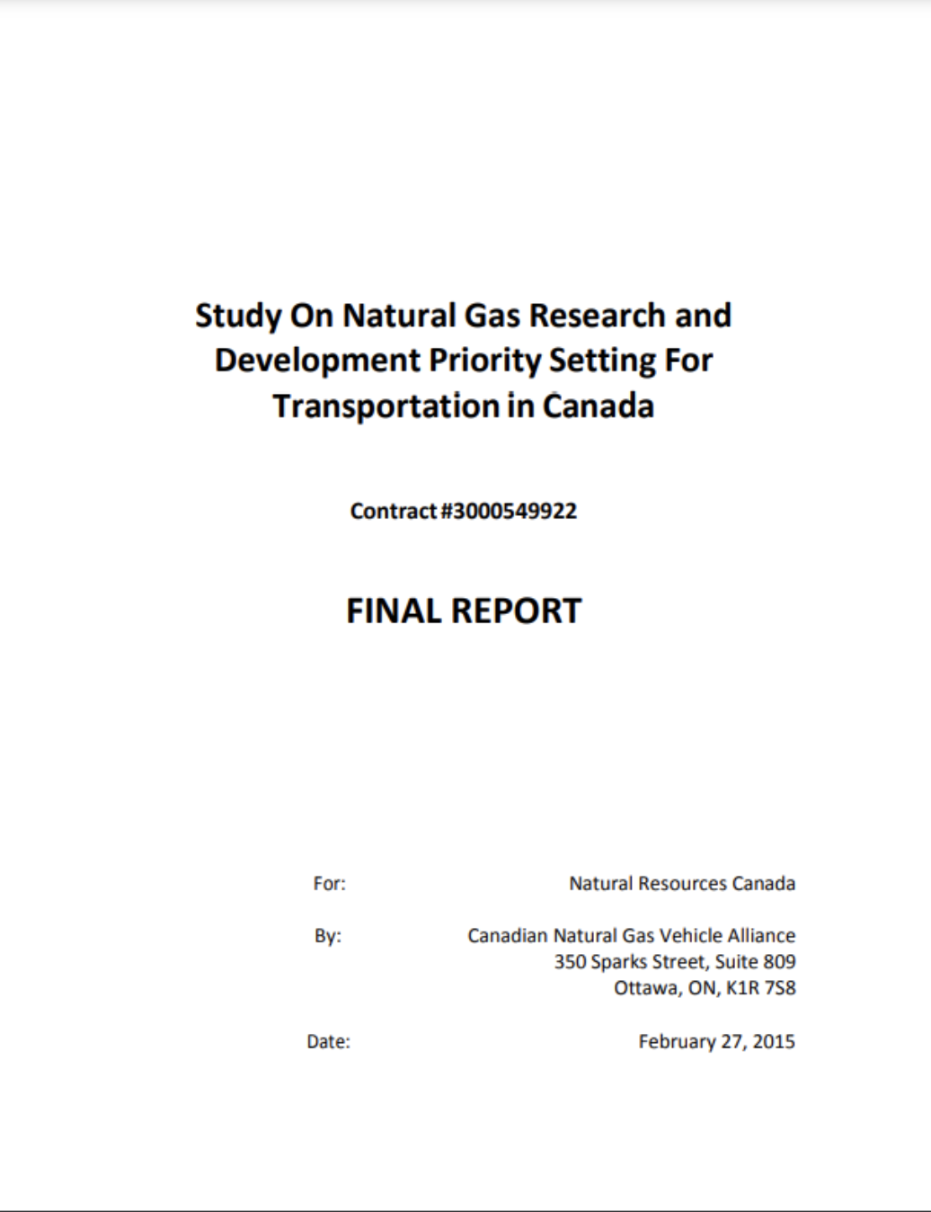 Study on Natural Gas Research and Development Priority Setting for Transportation in Canada